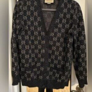 Gucci Lame GG Jacquard Cardigan Sweater